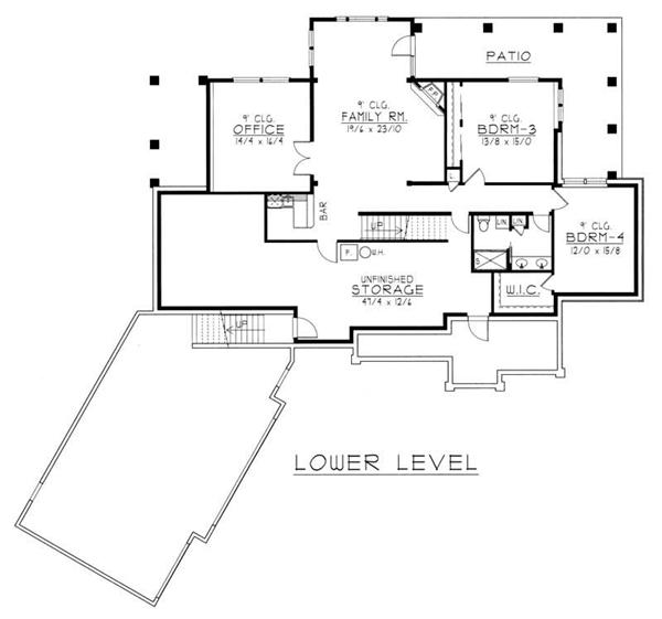 House Plan RDI-2500R1-DB Basement Floor Plan