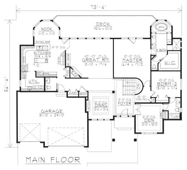 House Plan RDI-2485R1-DB Main Floor Plan