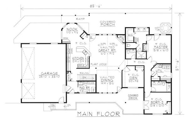 House Plan RDI-2302R1-DB Main Floor Plan