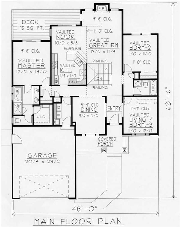 House Plan RDI-1634R1-DB Main Floor Plan
