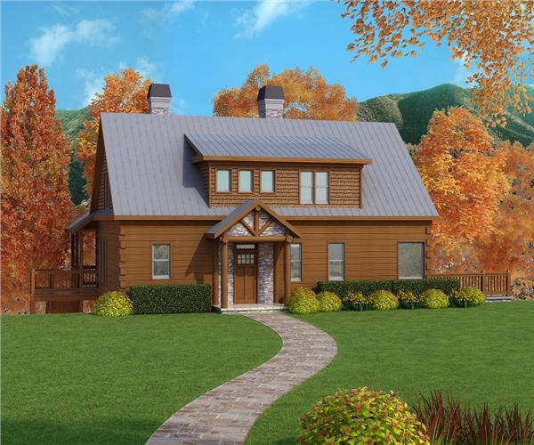 cabin house plan front elevation 163-1053