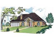 Colored front elevation image for French house plan # 1776