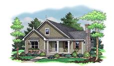 Colored front rendering for Bungalow Home Plans CLS-1501.