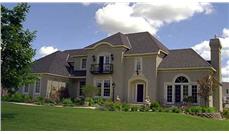 This image shows the front elevation of these European Houseplans.