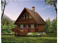 Log Cabins Home Design Front Elevation.