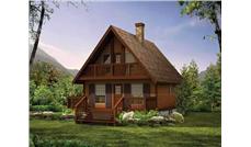 Log Cabins Home Design Front Elevation.