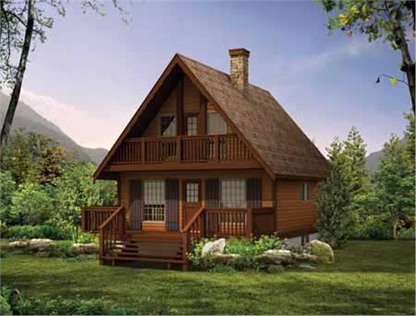 Log Cabins Home Design Front Elevation.