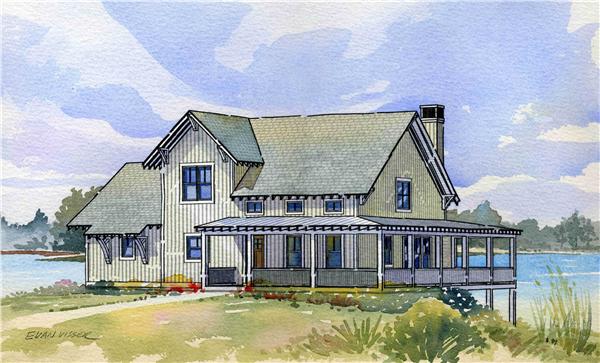 This is a colored rendering of these Country Houseplans.