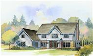 This is a colored rendering of the Dover Farmhouse Homeplans.