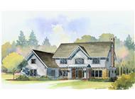 This is a colored rendering of the Dover Farmhouse Homeplans.