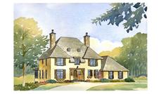 This image shows the front elevation of these French Country Homeplans.