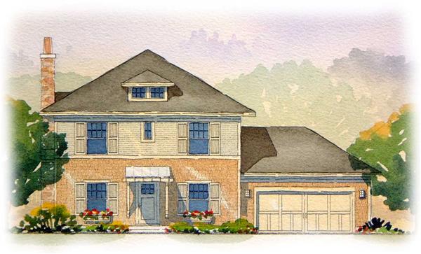 This is a colored rendering of these Georgian House Plans.