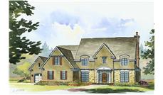 This is a colorful rendering of these Luxurious Country House Plans.