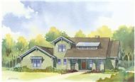 This image shows the front elevation of these charming Craftsman Home Plans.