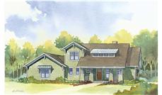 This image shows the front elevation of these charming Craftsman Home Plans.
