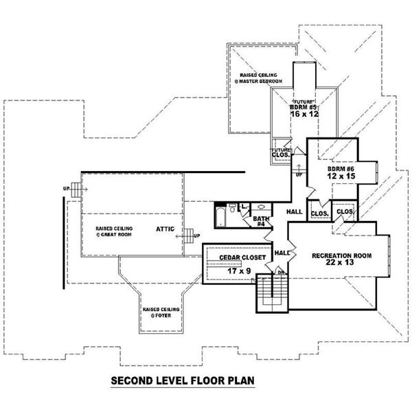This image shows the living areas of the upper floor plan.