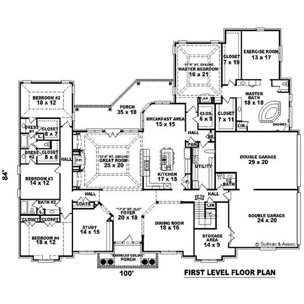 This image shows the living and dining areas of the main floor plan.