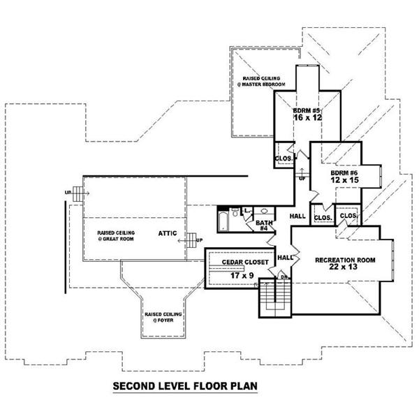 This image shows the living areas of the upper floor plan.