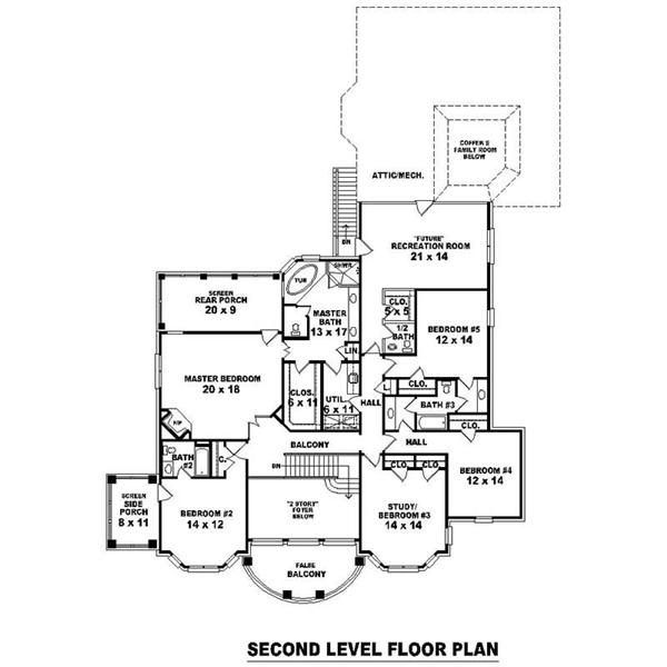 This image shows the living areas of the upper floor plan.