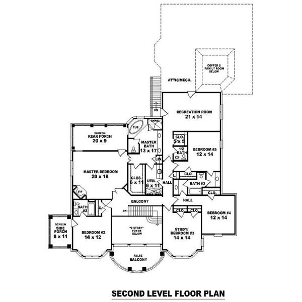 This image shows the living areas of the upper floor plan.