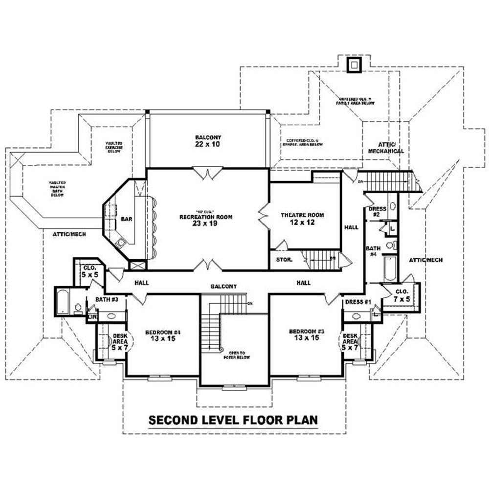 This image shows the living and dining areas of the main floor plan.
