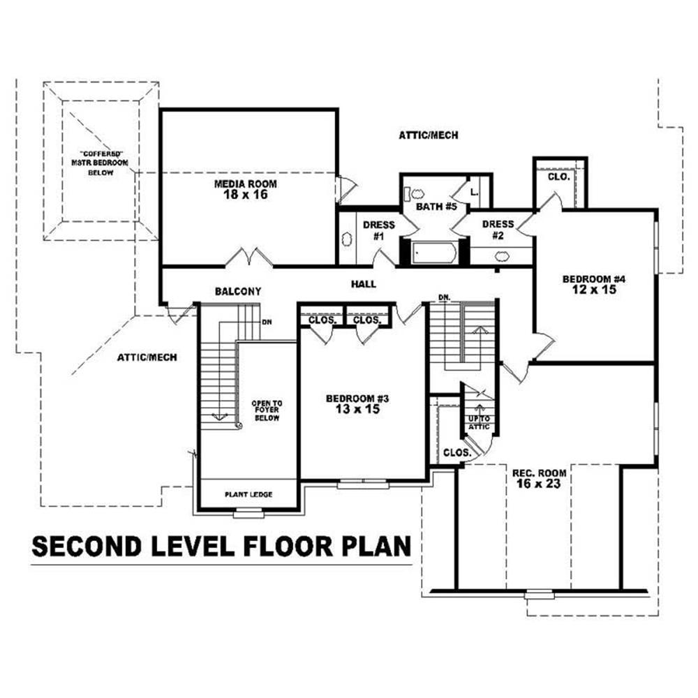This image shows the living areas of the upper floor plan.