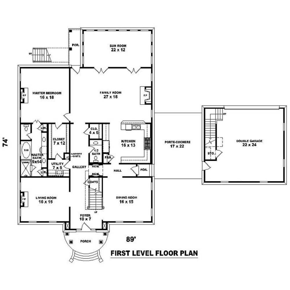 This image shows the living and dining areas of the main floor plan.