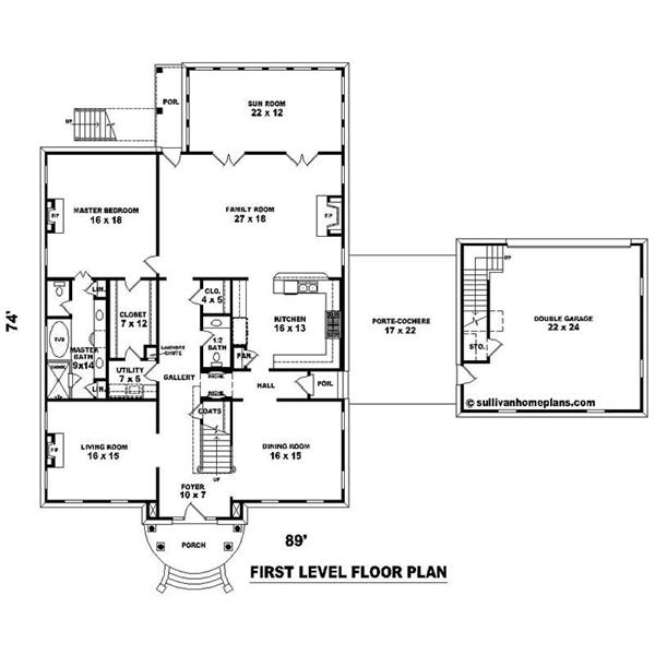 This image shows the living and dining areas of the main floor plan.