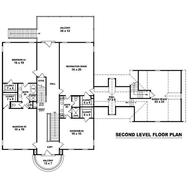 This image shows the living areas of the upper floor plan.