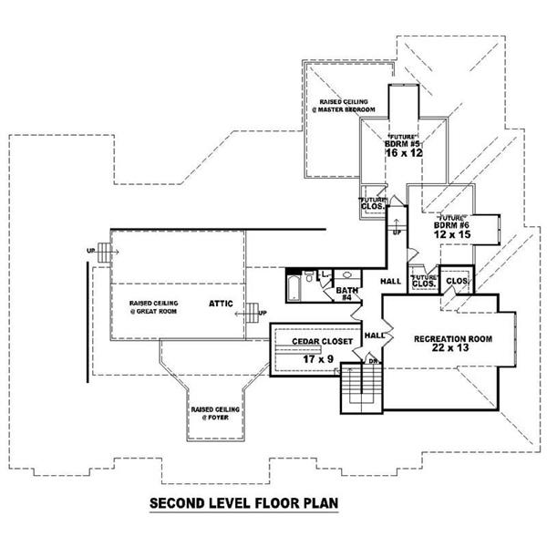 This image shows the living areas of the upper floor plan.