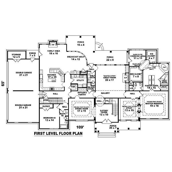 This image shows the living and dining areas of the main floor plan.