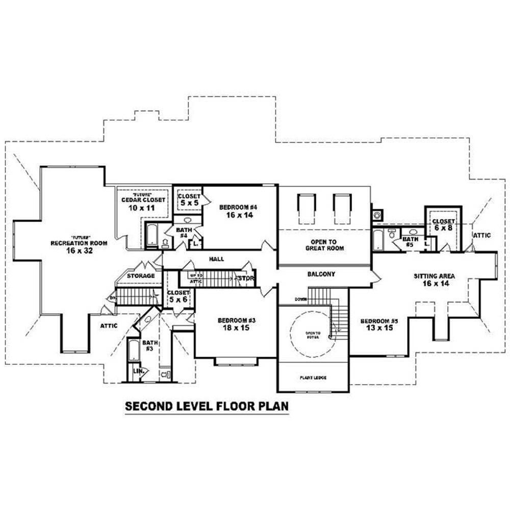 This image shows the living areas of the upper floor plan.