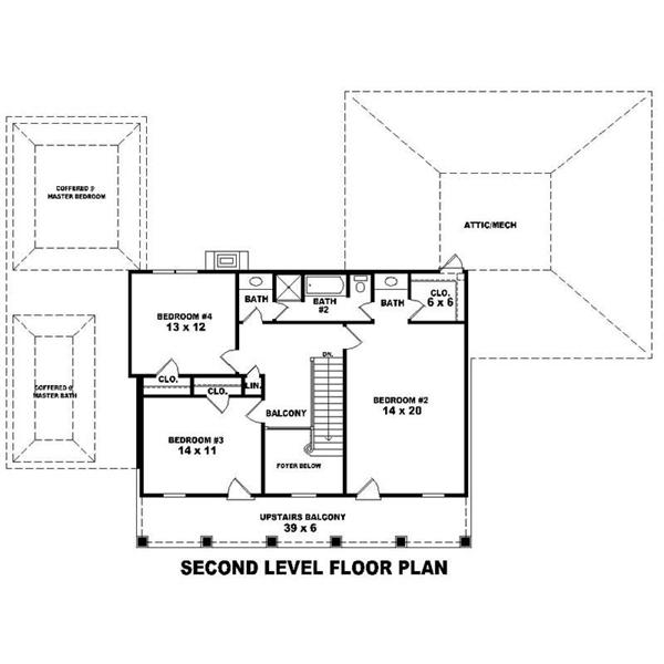 This image shows the living areas of the upper floor plan.