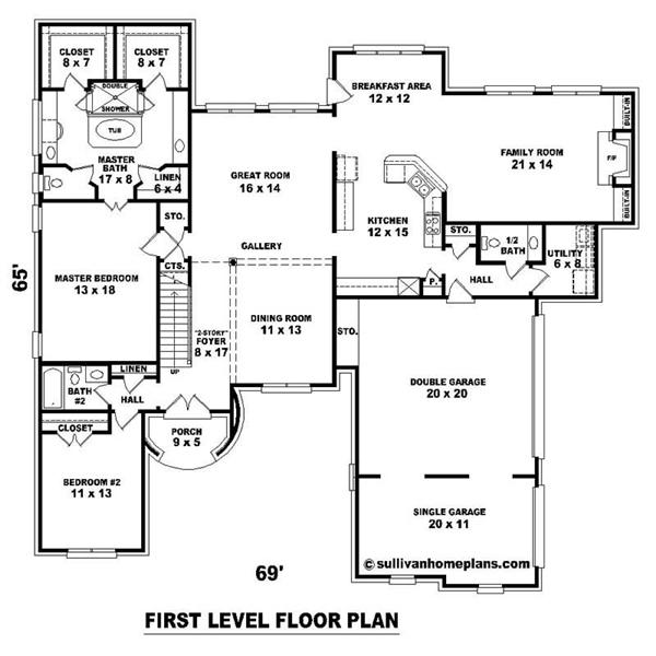 This image shows the living and dining areas of the main floor plan.