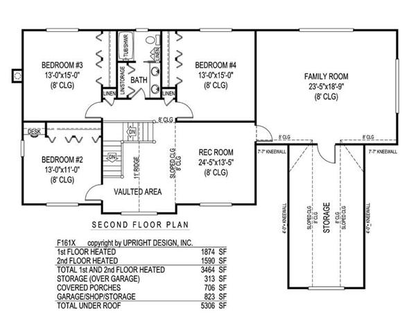 House Plan F161X Second Floor Plan
