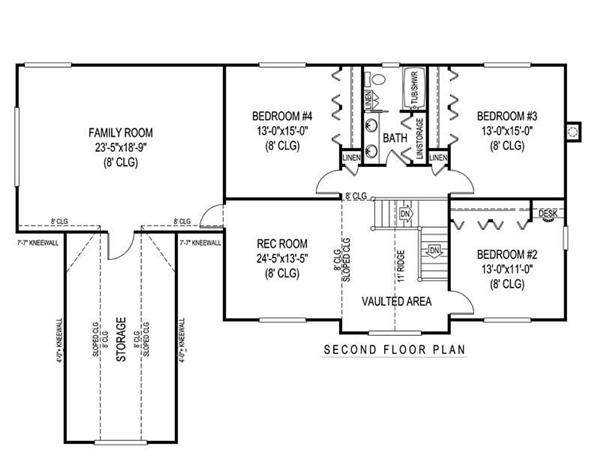 House Plan F161g3X Second Floor Plan