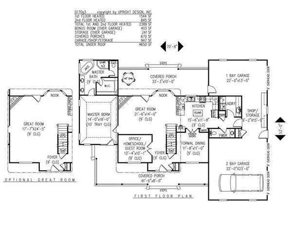 House Plan D170g3 Main Floor Plan
