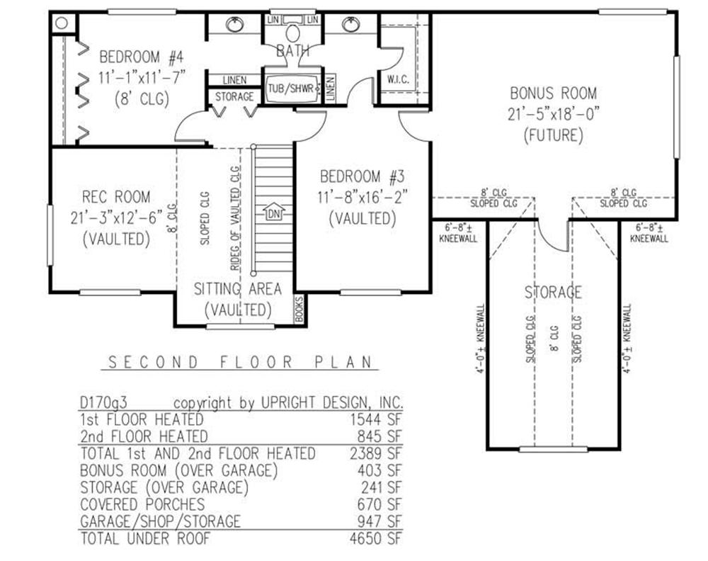 House Plan D170g3 Second Floor Plan