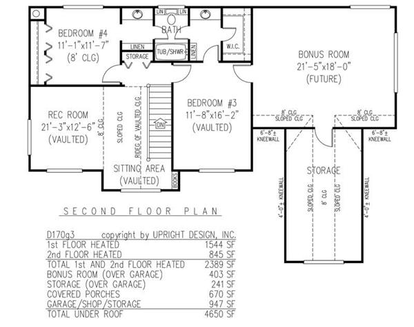 House Plan D170g3 Second Floor Plan