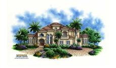 This image shows the Mediterranean/ Florida Style for this set of house plans.