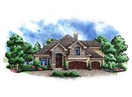 This image shows the front elevation of these Mountain House Plans.