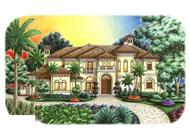 This is a colorful rendering of these Tuscan Mediterranean House Plans.