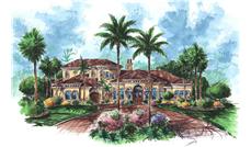 This is a colored elevation of these Mediterranean House Plans.