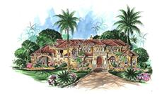 This is an artist's version of the front of this set of Luxury House Plans.