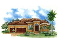This is a colored elevation for these Mediterranean Home Plans.