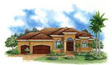 This is a colored elevation for these Mediterranean Home Plans.