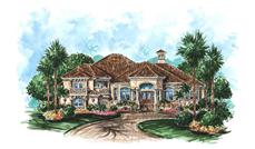 Mediterranean house plans color front elevation.