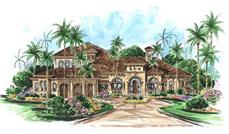 Mediterranean houseplans The Monterro House Plan color rendering.