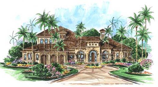 Mediterranean houseplans The Monterro House Plan color rendering.