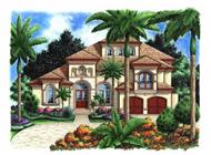 This image shows the Mediterranean style for this set of house plans.